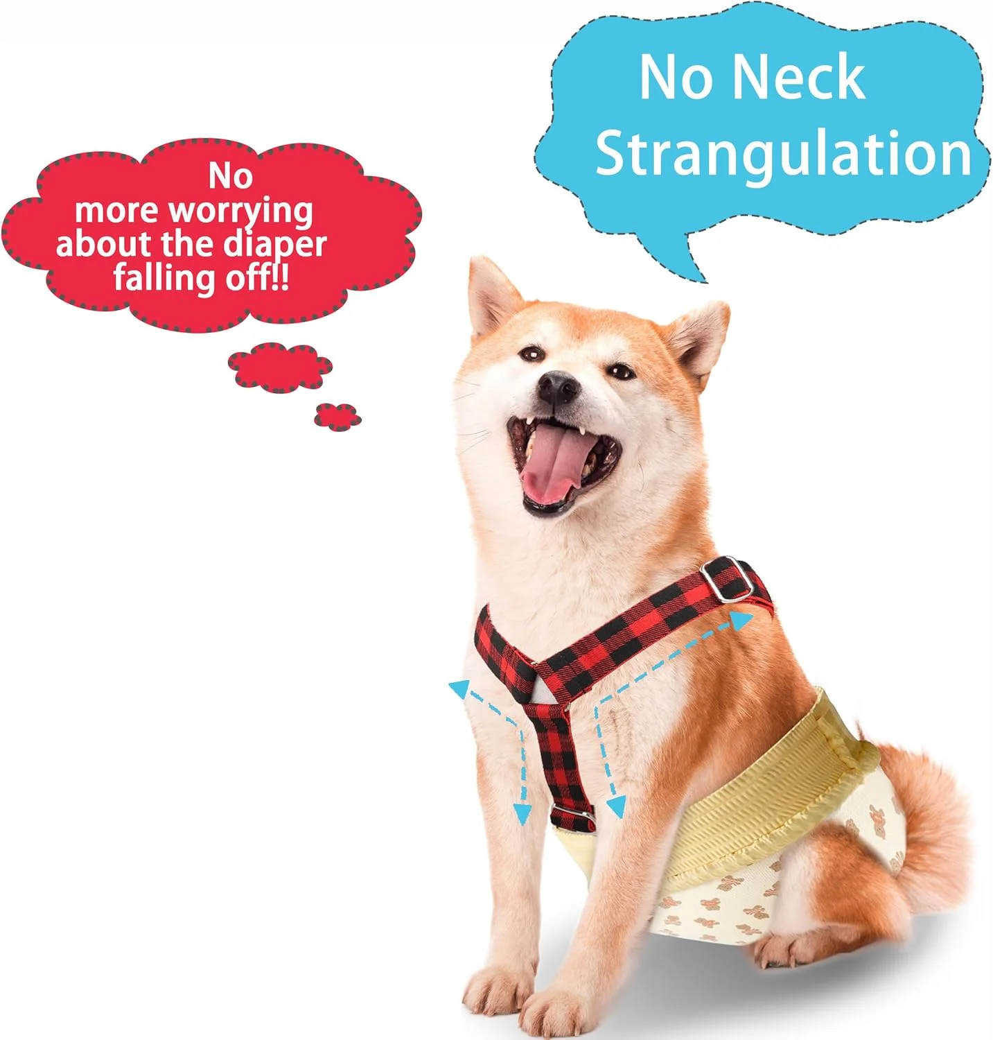 ساسپندرهای نرم سگ YAODHAOD، 2 عدد ساسپندر پوشک سگ برای سگ های ماده، نگهدارنده پوشک سگ برای دامن سگ، لباس سگ برای سگ های کوچک، متوسط ​​و بزرگ (چهارخانه مشکی + قرمز، کوچک)