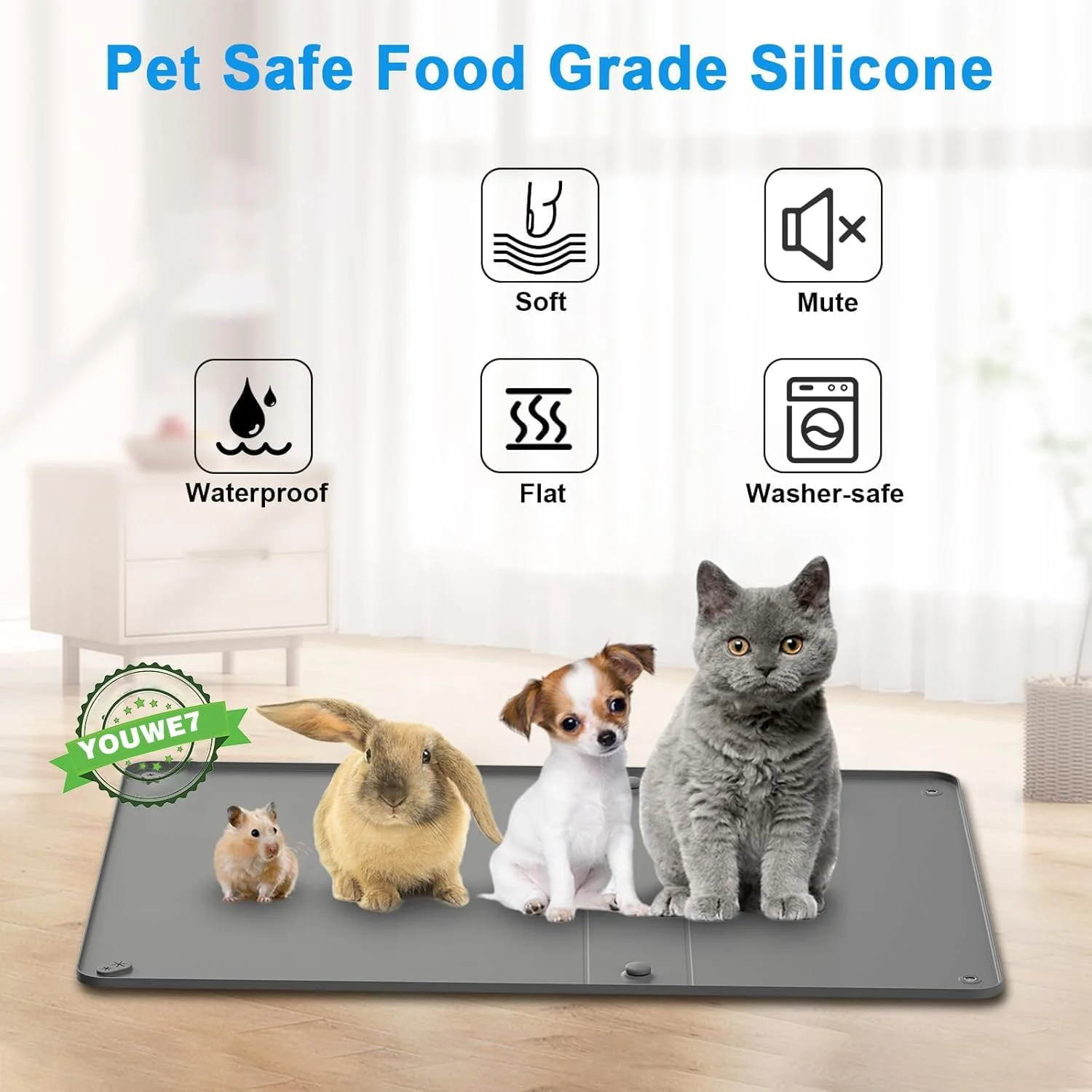 نگهدارنده پد ادرار سگ YOUWE7 برای پدهای آموزشی سگ، سینی پد دستشویی نرم با لبه بلند ضد نشت برای محافظت از کف، 60 در 90 سانتی متر، زیرانداز بستر سگ و گربه ضد لغزش مناسب برای پدهای ادرار یکبار مصرف و قابل شستشو