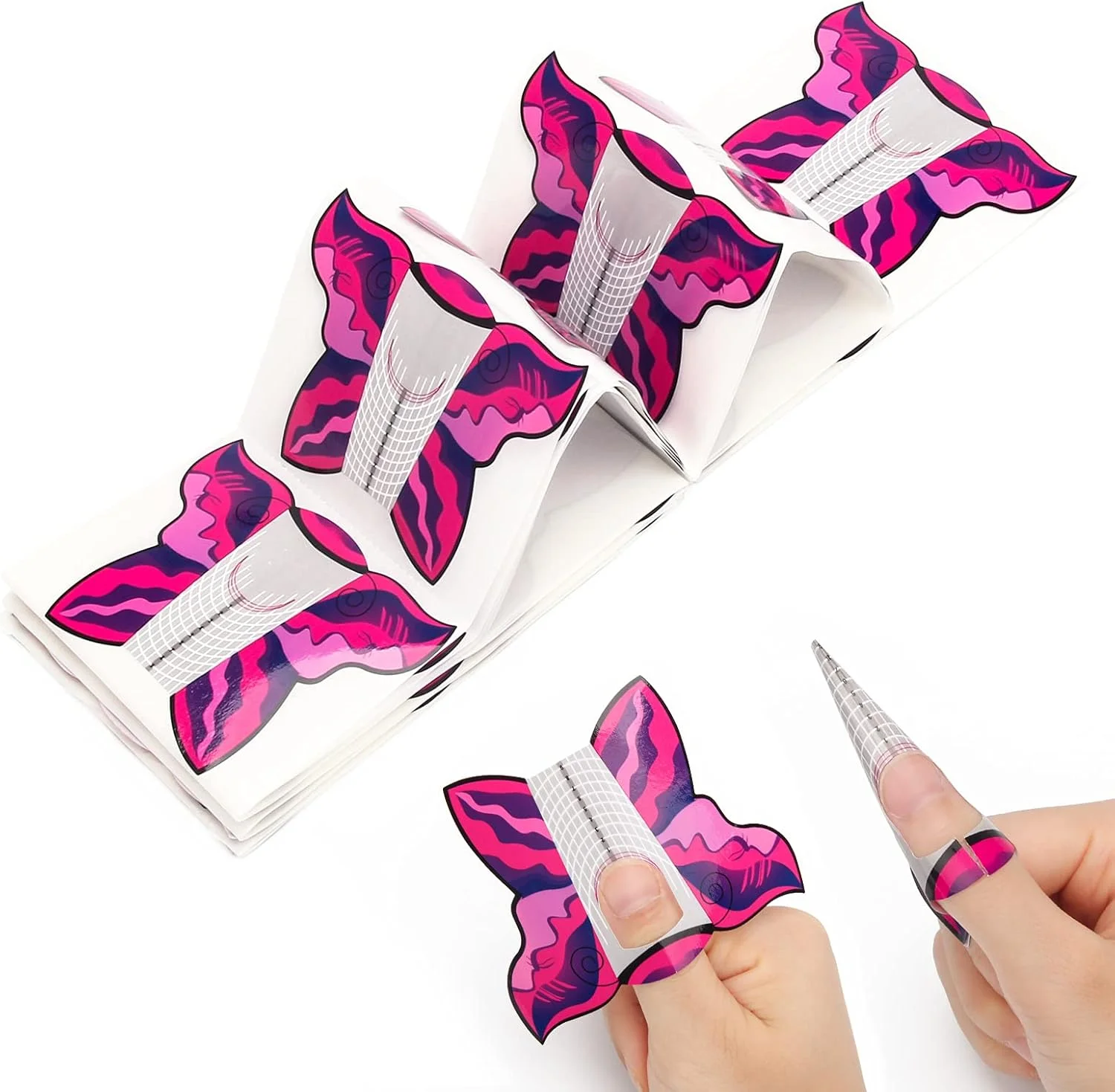 فرم ناخن AHIER، 100 عدد فرم ناخن ژلی خود چسب پروانه ای شکل اکریلیک برای ابزار DIY، استیکرهای راهنمای فرم ژل UV فرم ناخن AHIER، 100 عدد فرم ناخن ژلی خود چسب پروانه ای شکل اکریلیک برای ابزار DIY، استیکرهای راهنمای فرم ژل UV