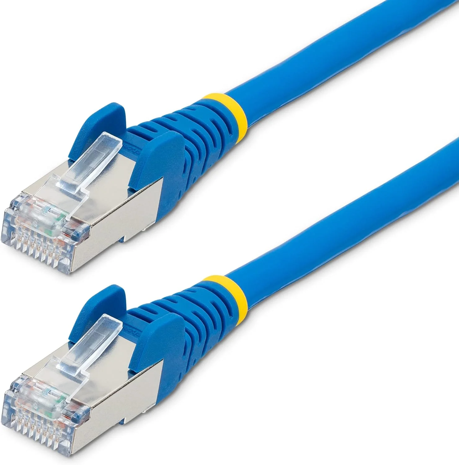 کابل اترنت 3 متری CAT6a StarTech.com - کم دود بدون هالوژن (LSZH) - 10 گیگابیتی 500 مگاهرتز 100 وات PoE RJ45 S/FTP آبی رنگ، کابل پچ شبکه بدون گیر با محافظ فشار (NLBL-3M-CAT6A-PATCH)