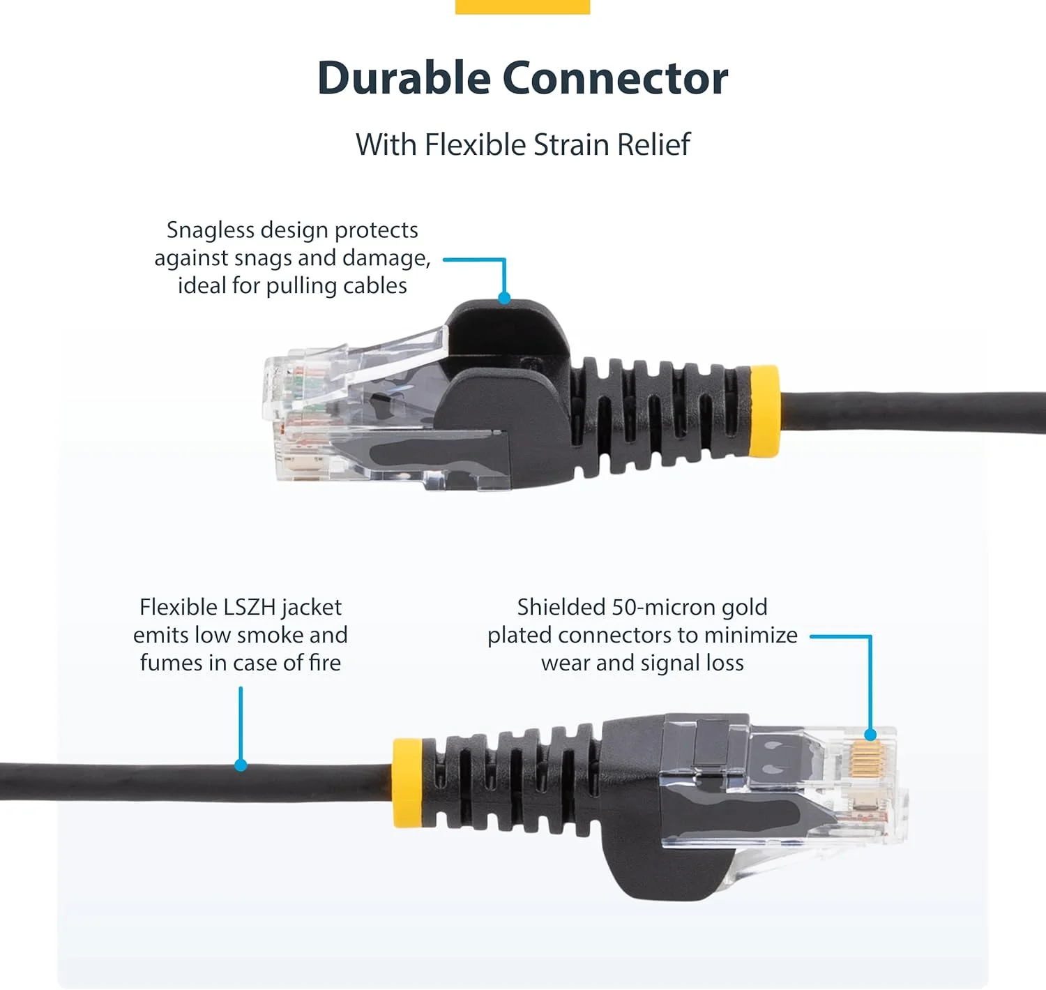 کابل اترنت باریک CAT6 خاکستری 10 متری StarTech.com، RJ45 بدون گیر، LSZH، 28AWG، مس خالص، کابل پچ/کابل شبکه