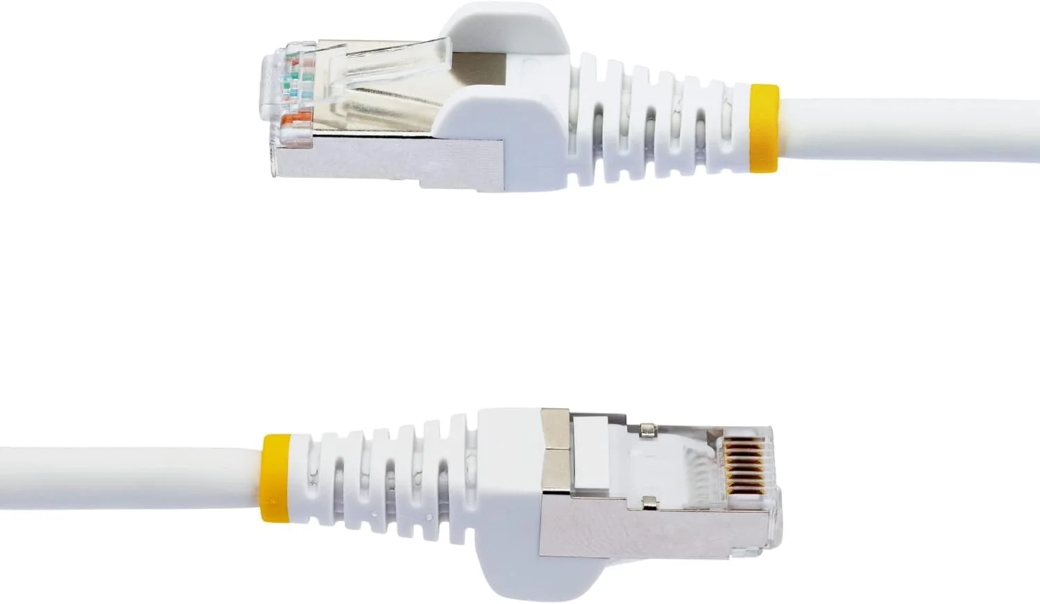 کابل اترنت CAT6a استار تک 2.4 متری - کم دود بدون هالوژن (LSZH) - 10 گیگابیتی 500 مگاهرتز 100 وات PoE RJ45 S/FTP سفید رنگ، کابل شبکه بدون گیر با محافظ کشش (NLWH-8F-CAT6A-PATCH)