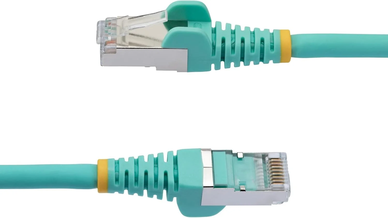 کابل اترنت CAT6a استار تک 2.4 متری - کم دود بدون هالوژن (LSZH) - 10 گیگابیتی 500 مگاهرتز 100 وات PoE RJ45 S/FTP آبی رنگ، کابل پچ شبکه بدون گیر با محافظ کشش (NLAQ-8F-CAT6A-PATCH)