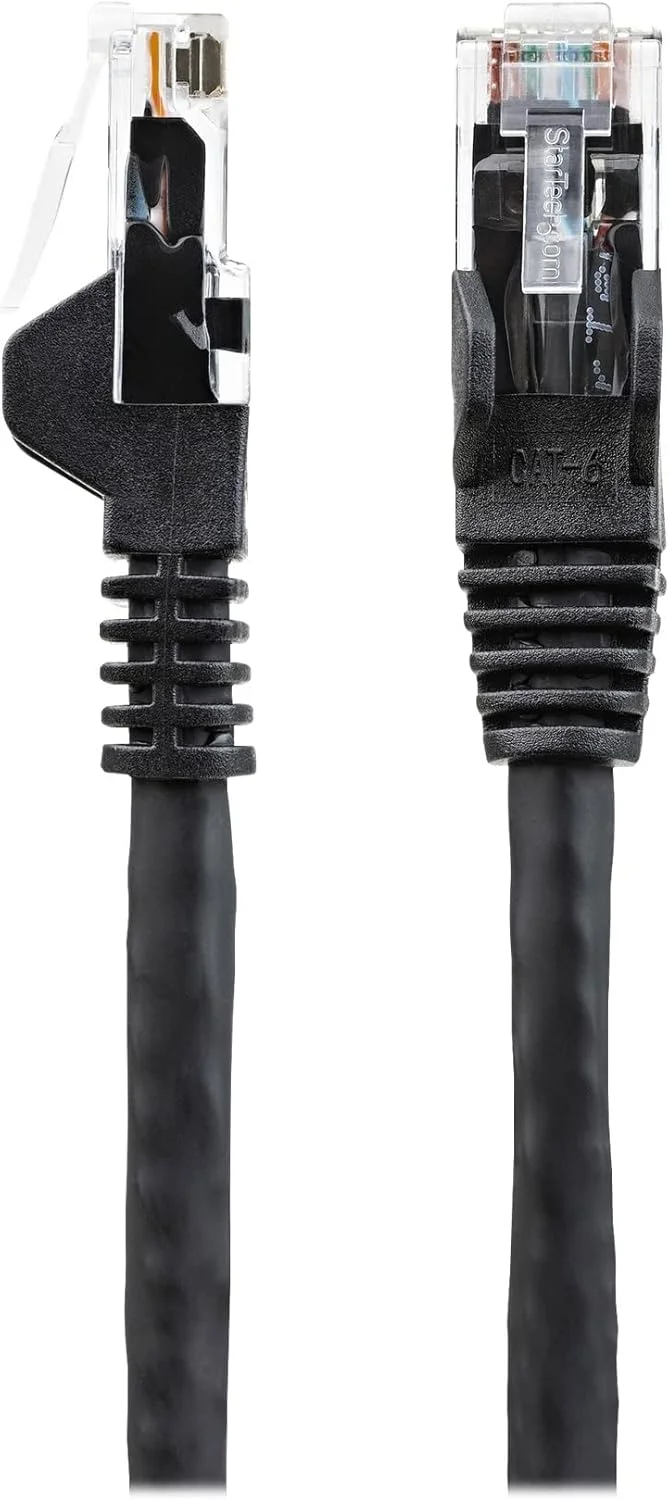 کابل اترنت 2 متری CAT6 StarTech.com - LSZH (هالوژن صفر دود کم) - 10 گیگابیتی 650 مگاهرتز 100 وات PoE RJ45 UTP کابل پچ شبکه بدون گیر با محافظ فشار - مشکی، CAT 6، تایید شده ETL (N6LPATCH2MBK)