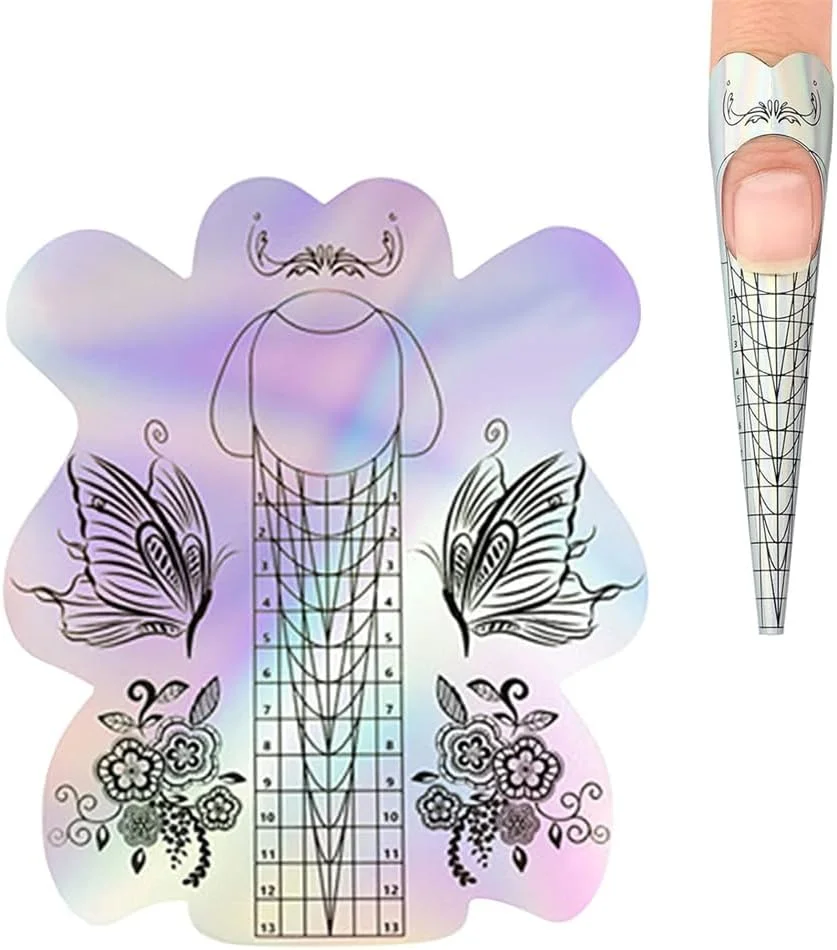 قالب ناخن Azonee برای ناخن های اکریلیک، 100 عدد قالب ناخن پلی ژل پروانه ای برای اکستنشن ناخن های ژل UV اکریلیک، برچسب راهنمای فرم هنر ناخن اکستنشن ناخن اکریلیک خود چسب، DIY ناخن قالب ناخن Azonee برای ناخن های اکریلیک، 100 عدد قالب ناخن پلی ژل پروانه ای برای اکستنشن ناخن های ژل UV اکریلیک، برچسب راهنمای فرم هنر ناخن اکستنشن ناخن اکریلیک خود چسب، DIY ناخن