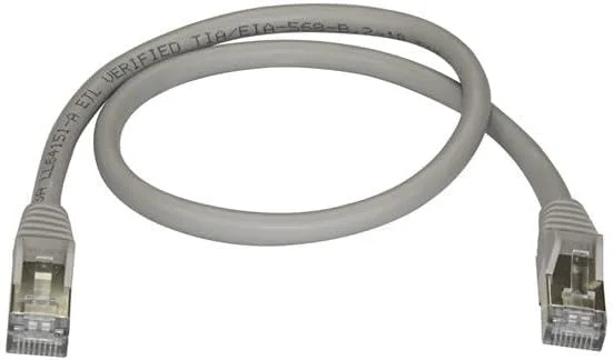 کابل اترنت CAT6a استار تک 0.50 متری - کابل پچ 10 گیگابیتی شیلد دار RJ45 بدون گیر 100W PoE - کابل شبکه 10GbE STP CAT6a با محافظ کشش - خاکستری Fluke d UL/TIA Certified (6ASPAT50CMGR)