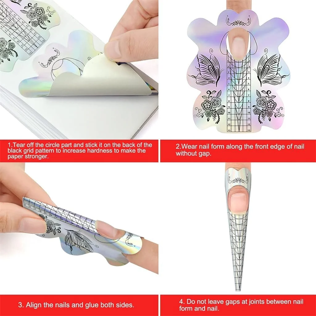 قالب ناخن Azonee برای ناخن های اکریلیک، 100 عدد قالب ناخن پلی ژل پروانه ای برای اکستنشن ناخن های ژل UV اکریلیک، برچسب راهنمای فرم هنر ناخن اکستنشن ناخن اکریلیک خود چسب، DIY ناخن قالب ناخن Azonee برای ناخن های اکریلیک، 100 عدد قالب ناخن پلی ژل پروانه ای برای اکستنشن ناخن های ژل UV اکریلیک، برچسب راهنمای فرم هنر ناخن اکستنشن ناخن اکریلیک خود چسب، DIY ناخن