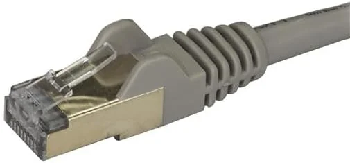کابل اترنت CAT6a استار تک 0.50 متری - کابل پچ 10 گیگابیتی شیلد دار RJ45 بدون گیر 100W PoE - کابل شبکه 10GbE STP CAT6a با محافظ کشش - خاکستری Fluke d UL/TIA Certified (6ASPAT50CMGR)