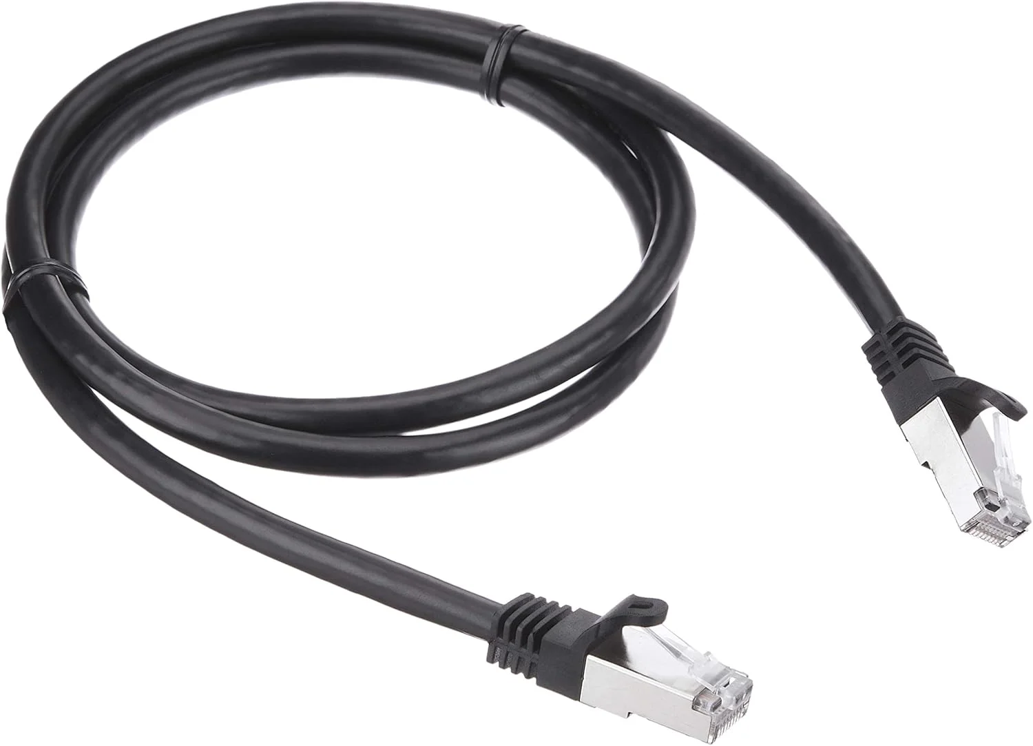 کابل پچ 1 متری Cat6 StarTech.com مدل N6SPAT1MBK، شیلددار (SFTP)، کابل پچ شبکه گیگابیتی بدون گیر، کابل اتصال اترنت Cat 6 مشکی