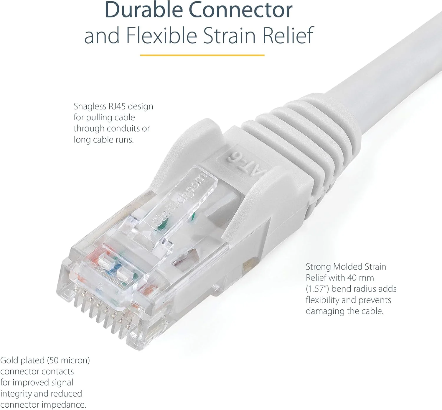 کابل کوتاه شبکه اترنت Cat6 استار تک مدل N6PATC50CMWH با طول 0.5 متر و کانکتورهای RJ45 بدون گیر - سفید کابل کوتاه شبکه اترنت Cat6 استار تک مدل N6PATC50CMWH با طول 0.5 متر و کانکتورهای RJ45 بدون گیر - سفید