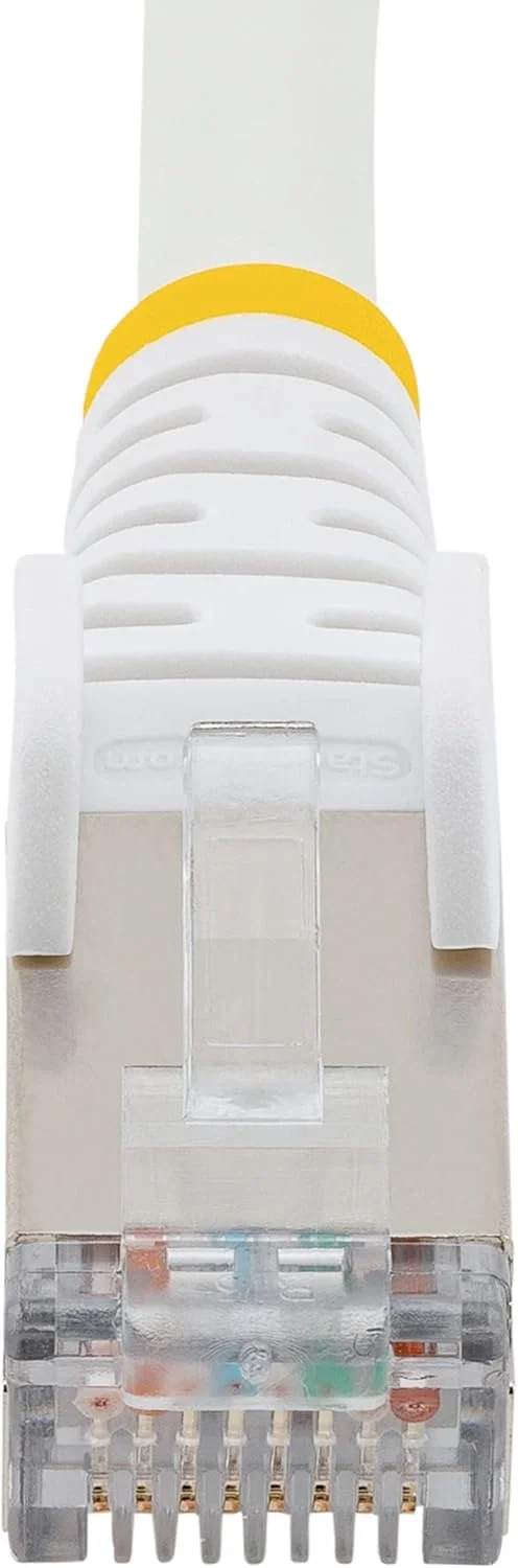 کابل اترنت 3 متری CAT6a استار تک - هالوژن صفر دود کم (LSZH) - 10 گیگابیتی 500 مگاهرتز 100 وات PoE RJ45 S/FTP سفید رنگ با گیره بدون گیر