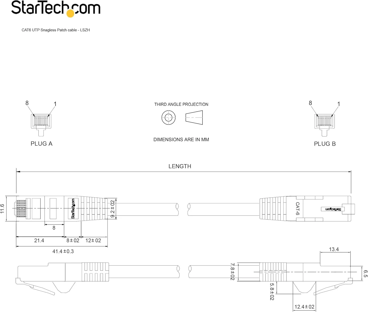 کابل اترنت CAT6 استار تک به طول 15 سانتی متر - LSZH (هالوژن صفر دود کم) - 10 گیگابیتی 650 مگاهرتز 100 وات PoE RJ45 UTP پچ کورد شبکه بدون گیر با محافظ کشش - خاکستری CAT 6، تایید شده توسط ETL