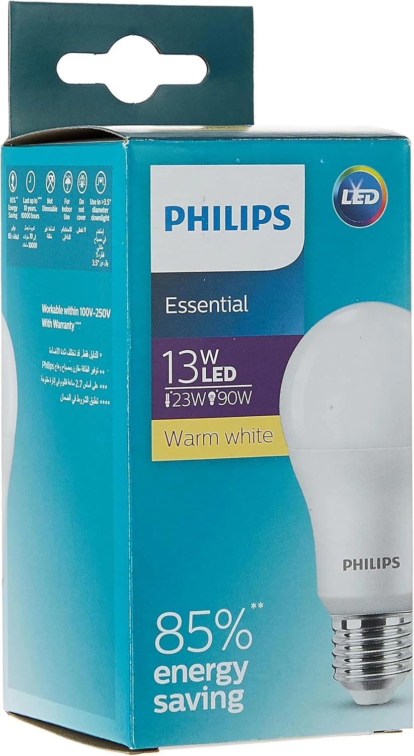 لامپ ال ای دی 13 وات فیلیپس مدل Essential، پایه E27 - نور سفید گرم لامپ ال ای دی 13 وات فیلیپس مدل Essential، پایه E27 - نور سفید گرم
