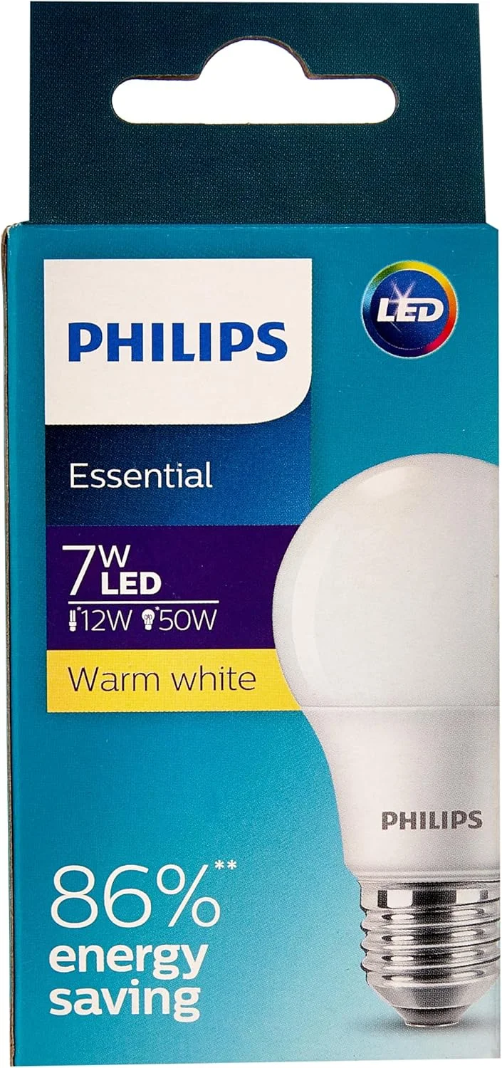 لامپ ال ای دی 7 وات فیلیپس مدل Essential با پایه E27، 3000 کلوین، 230 ولت، نور آفتابی، 929001899485