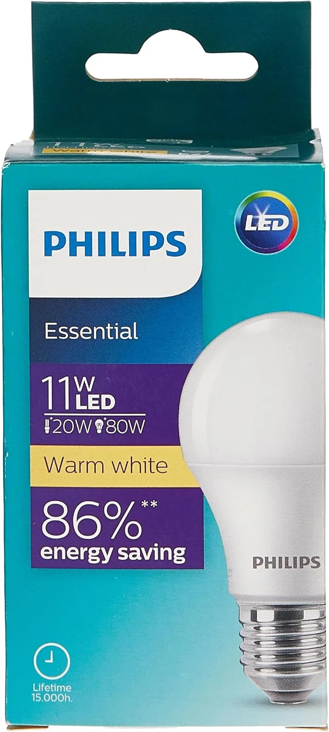 لامپ ال ای دی 11 وات فیلیپس مدل Essential پایه E27 3000K نور سفید گرم، 929003793685