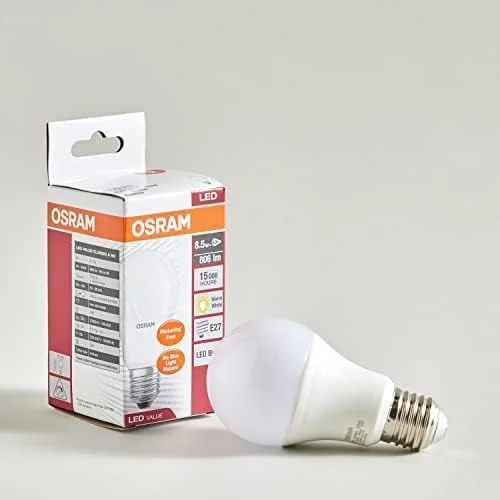 لامپ ال ای دی اسرام - پایه E27 توان 8.5 وات نور سفید گرم بسته 2 عددی، مادون قرمز