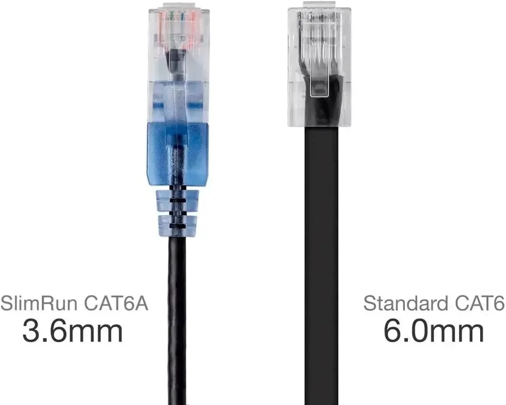 کابل پچ Cat6A مونوپرایس، 30AWG، طول 30 سانتی متر، مشکی، UTP، مس خالص، بدون گیر، RJ45، سری SlimRun کابل پچ Cat6A مونوپرایس، 30AWG، طول 30 سانتی متر، مشکی، UTP، مس خالص، بدون گیر، RJ45، سری SlimRun
