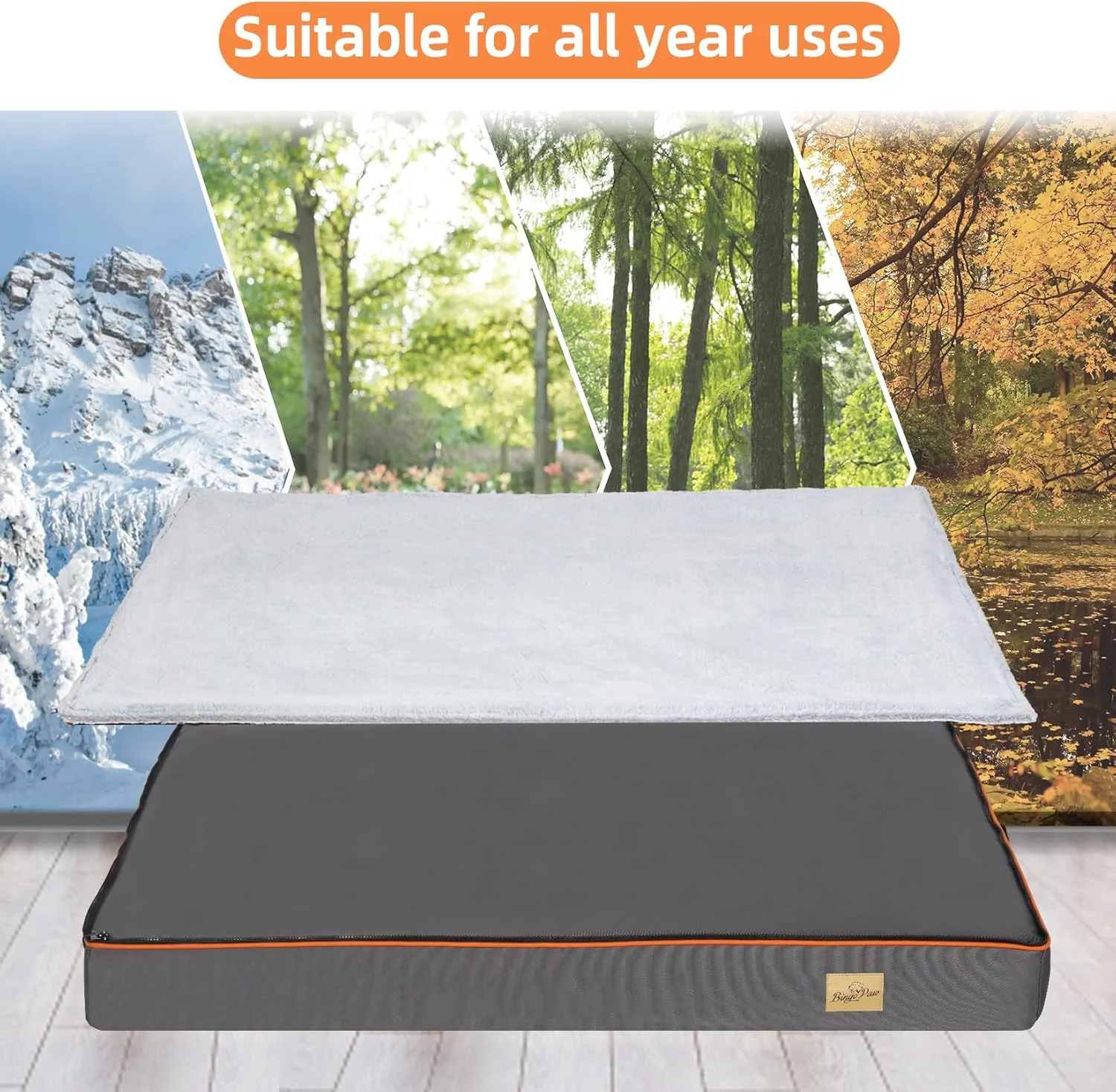 تشک تخت سگ Wisfor سایز ایکس لارج: تخت خواب ارتوپدی مموری فوم برای حیوانات خانگی، تشک ضد آب با روکش قابل جابجایی و شستشو - تشک ضد آب توله سگ برای سگ های بزرگ و گربه ها سایز XL (110x85x10 سانتی متر)