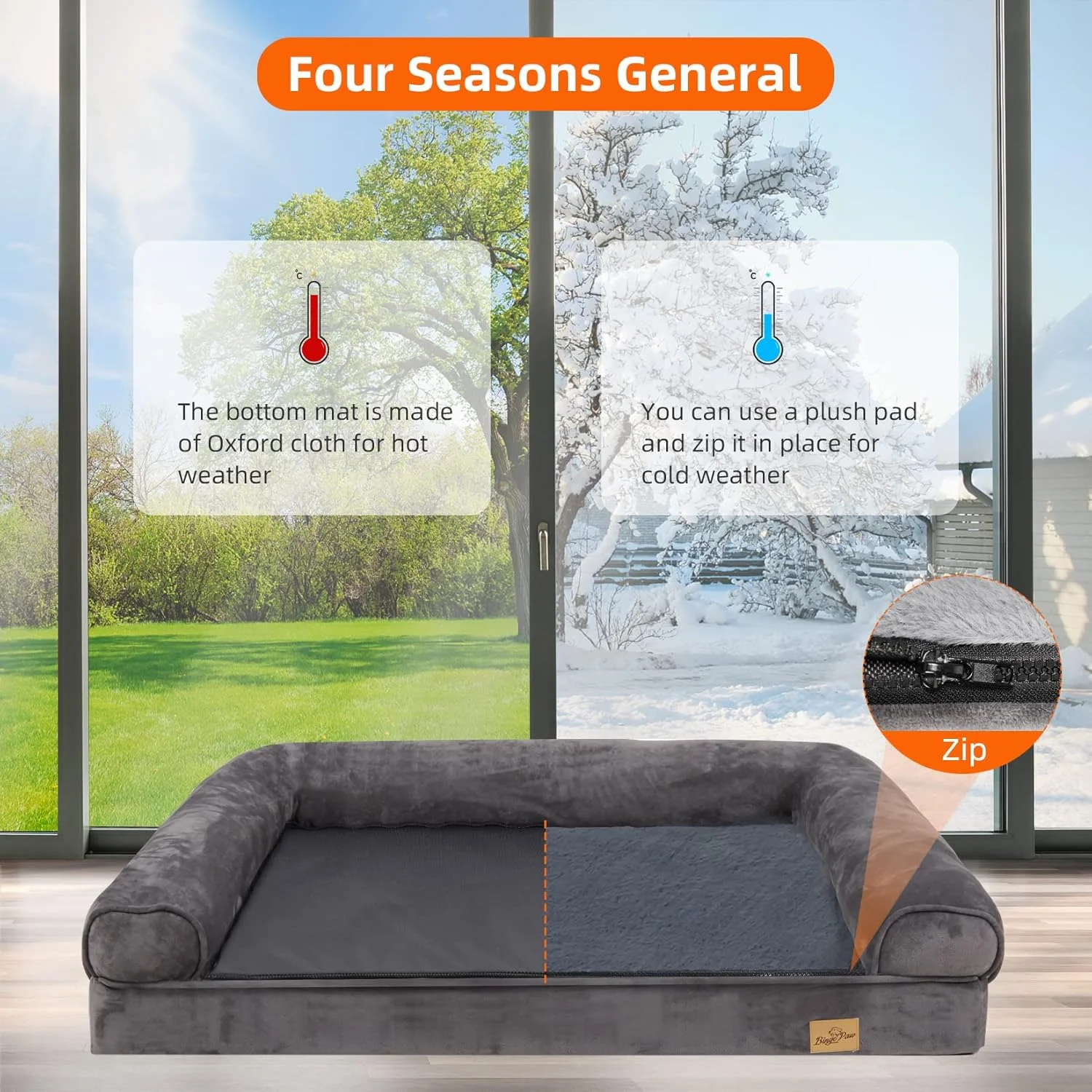 تخت خواب مبله بزرگ سگ Wisfor: تشک طبی فوم حافظه دار برای حیوانات خانگی، ضد آب، با بالش و روکش قابل شستشو خاکستری XXL (135x100 سانتی متر) تخت خواب مبله بزرگ سگ Wisfor: تشک طبی فوم حافظه دار برای حیوانات خانگی، ضد آب، با بالش و روکش قابل شستشو خاکستری XXL (135x100 سانتی متر)