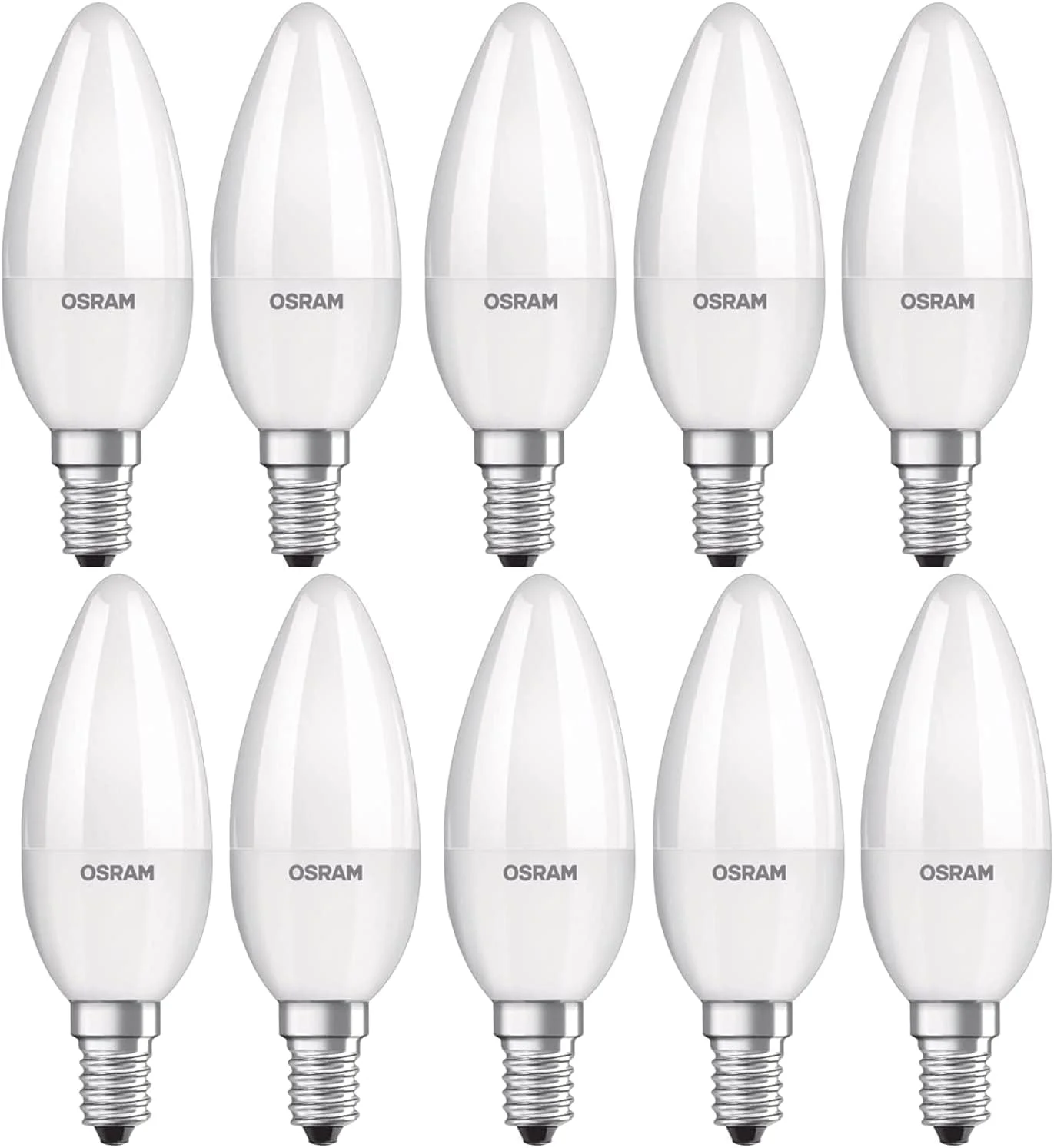 لامپ ال ای دی مات استوانه ای کلاسیک اوسرام E14 6500K 4.7W، نور روز، بسته 10 عددی