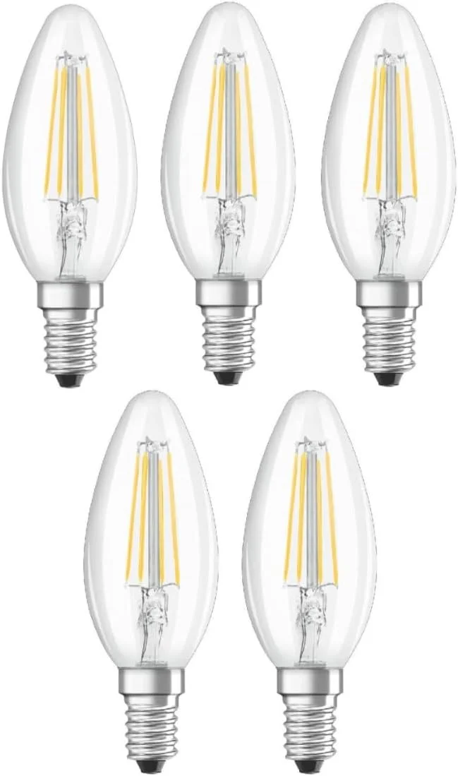 لامپ ال ای دی اشکی کم مصرف 4 وات اوسرام مدل E14 با نور گرم سفید 2700K (بسته 5 عددی)