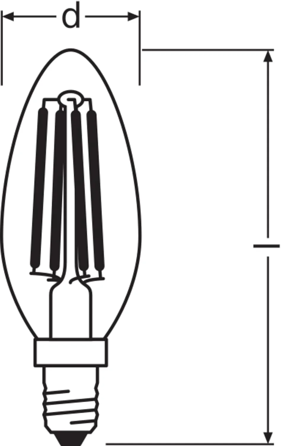 لامپ ال ای دی 40 وات کلاسیک B FIL Osram با پایه E14، شکل شمع مینیاتوری، بسته دوتایی، 4 وات، 470 لومن، 2700 کلوین، نور سفید گرم، تولید حرارت کم، عمر طولانی، مصرف انرژی پایین