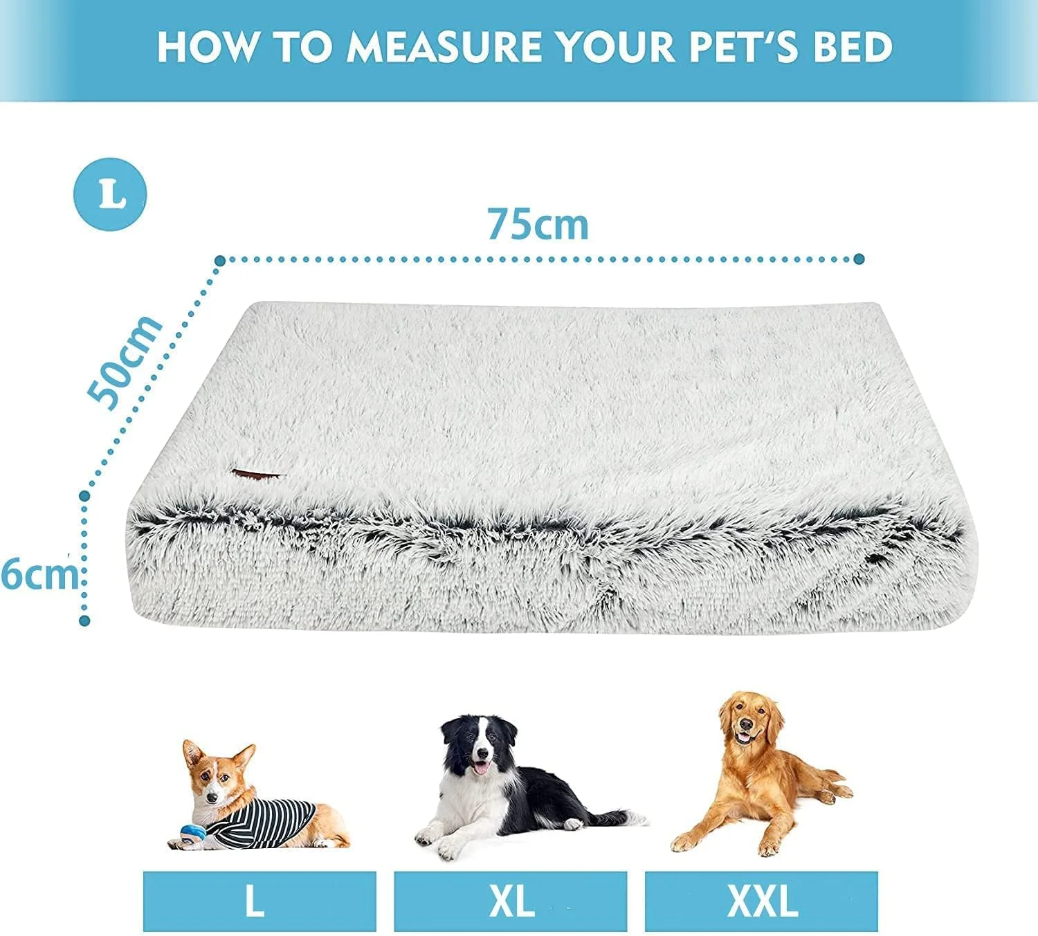 تخت خواب لوکس سگ Skade، تشک ضد آب ارتوپدی حیوانات خانگی با روکش قابل جابجایی و شستشو، تخت خواب ضخیم فوم شانه تخم مرغی با زیره ضد لغزش برای سگ های کوچک، متوسط و بزرگ (بزرگ)