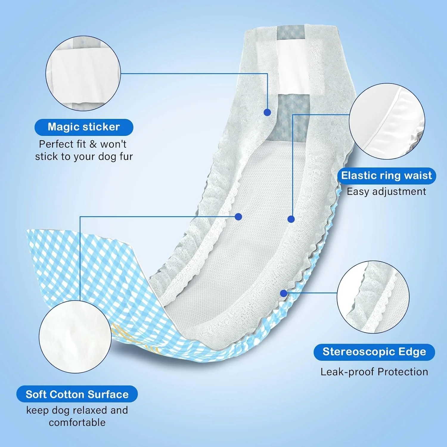 یلاژوی 20 عدد کمربند شکمی یکبار مصرف برای سگ های نر، پوشک سگ نر با نشانگر رطوبت، پوشک سگ نر نرم و فوق العاده جاذب (S، 30-48 سانتی متر)