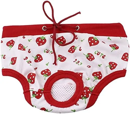 شلوار کمر کشی سگ خانگی با طرح توت فرنگی قرمز سفید XYWHPGV سایز S
