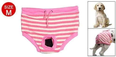 شلوار بهداشتی سگ و توله سگ راه راه مخلوط پنبه ای XYWHPGV سایز M صورتی سفید