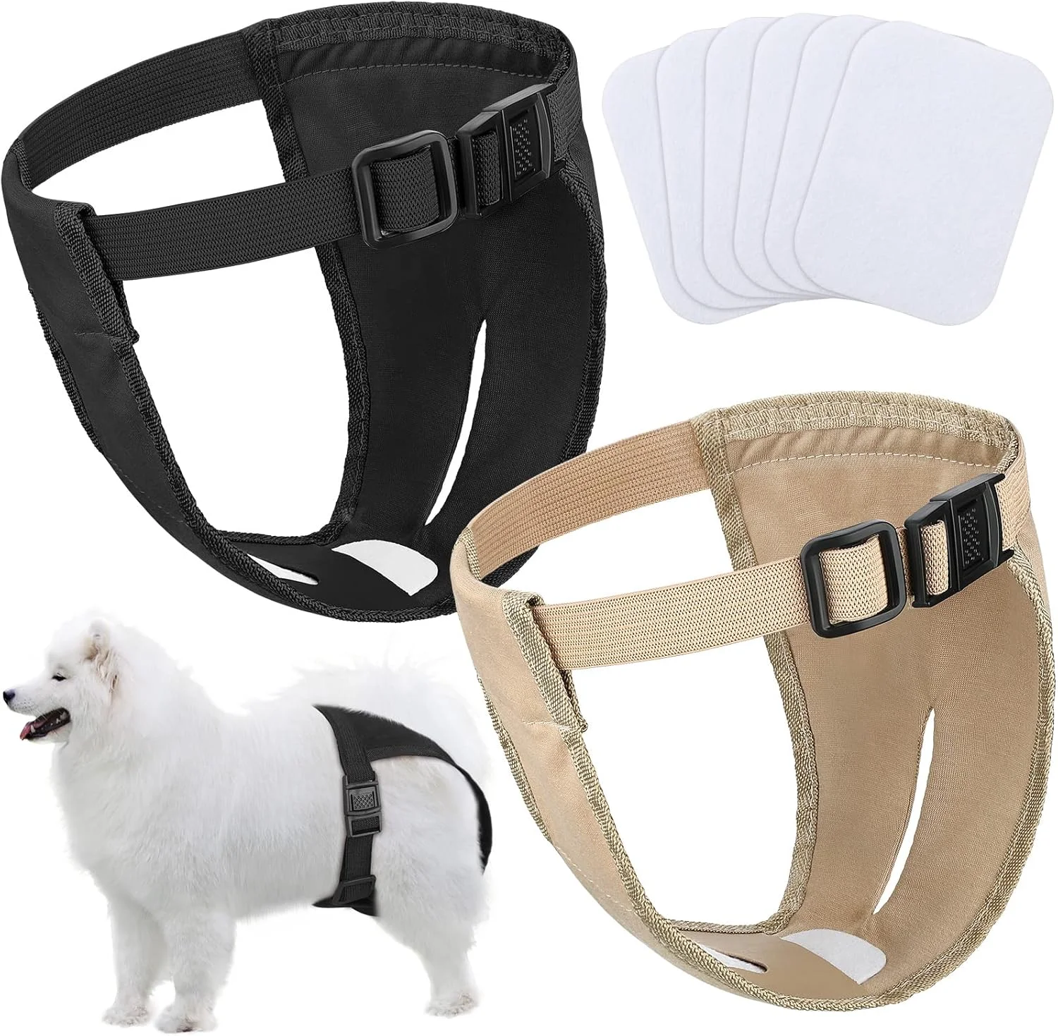 پک 2 عددی پوشک بهداشتی سگ Xuniea برای سگ های ماده به همراه 6 پد بهداشتی، شورت بهداشتی دوره ای قابل شستشو و استفاده مجدد (XXL)