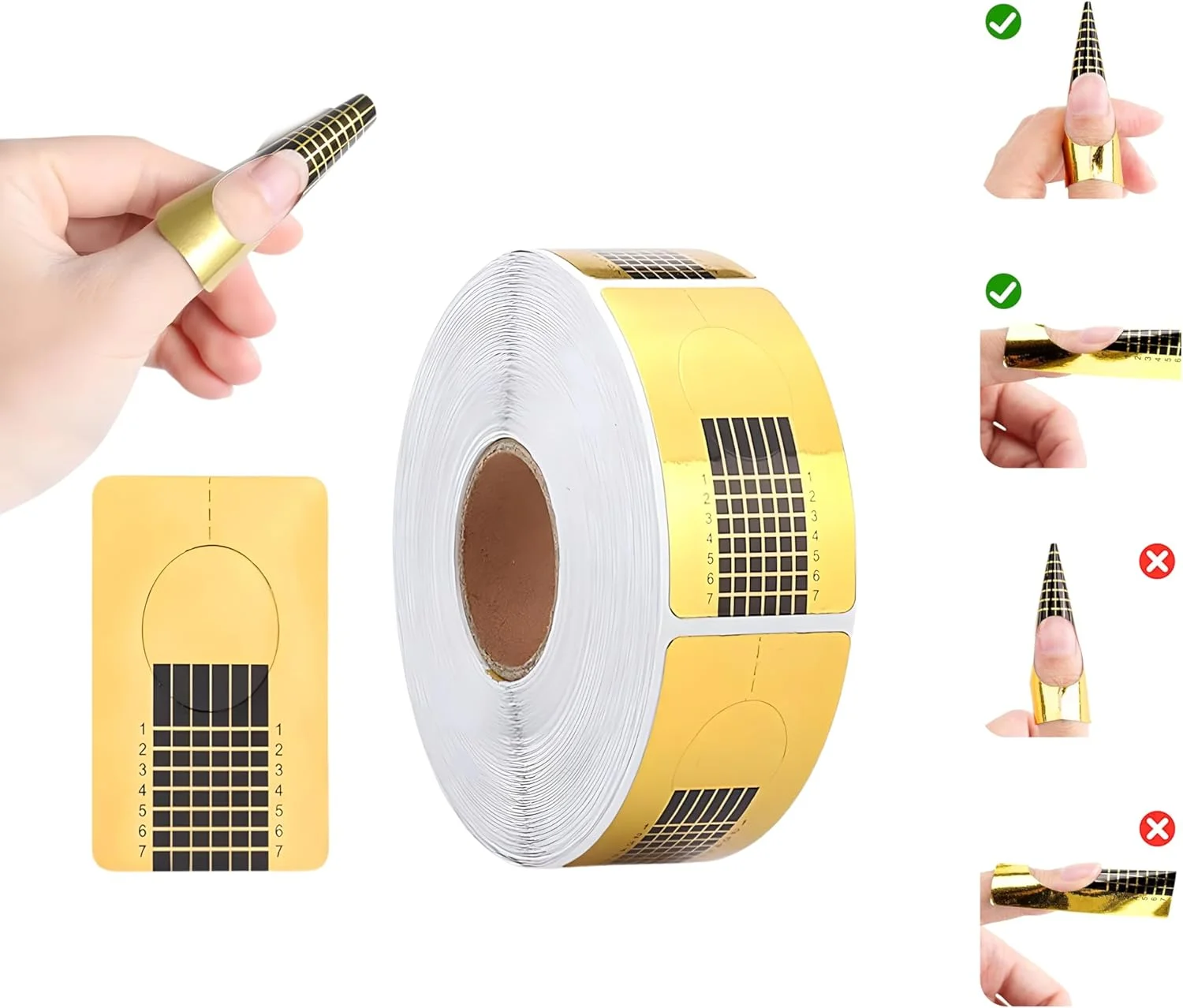 رول فرم ناخن طلایی حرفه ای امیرات 500 عددی - راهنمای اکستنشن خود چسب برای استفاده با اکریلیک، ژل و پلی ژل - کاغذ بادوام با مقیاس واضح برای استفاده در سالن و منزل رول فرم ناخن طلایی حرفه ای امیرات 500 عددی - راهنمای اکستنشن خود چسب برای استفاده با اکریلیک، ژل و پلی ژل - کاغذ بادوام با مقیاس واضح برای استفاده در سالن و منزل