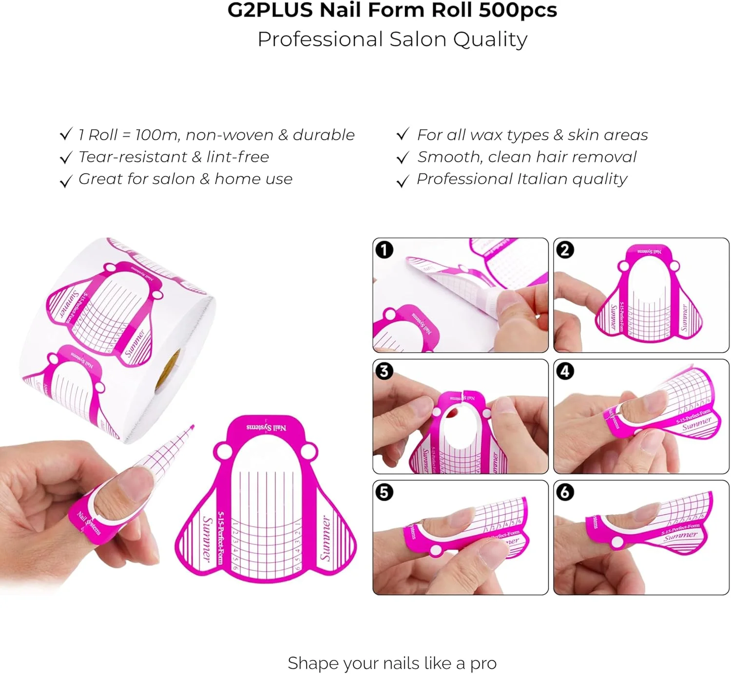 رول فرم ناخن حرفه ای 500 عددی - فرم های اکستنشن خود چسب برای ژل، UV و هنر پلی - راهنماهای کاغذی بادوام با مقیاس واضح برای استفاده در سالن و منزل رول فرم ناخن حرفه ای 500 عددی - فرم های اکستنشن خود چسب برای ژل، UV و هنر پلی - راهنماهای کاغذی بادوام با مقیاس واضح برای استفاده در سالن و منزل