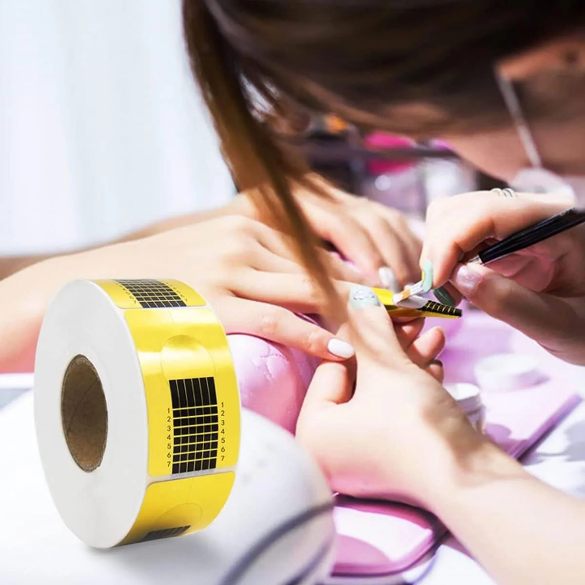 فرمر ناخن، رول 500 عددی اکستنشن ناخن برای ناخن های اکریلیک، جایگزین نوک ناخن خود چسب، راهنمای ناخن پلی ژل، قالب های برچسب ناخن، تجهیزات هنر منحنی یادگیری سازنده، سالن اسب طلایی