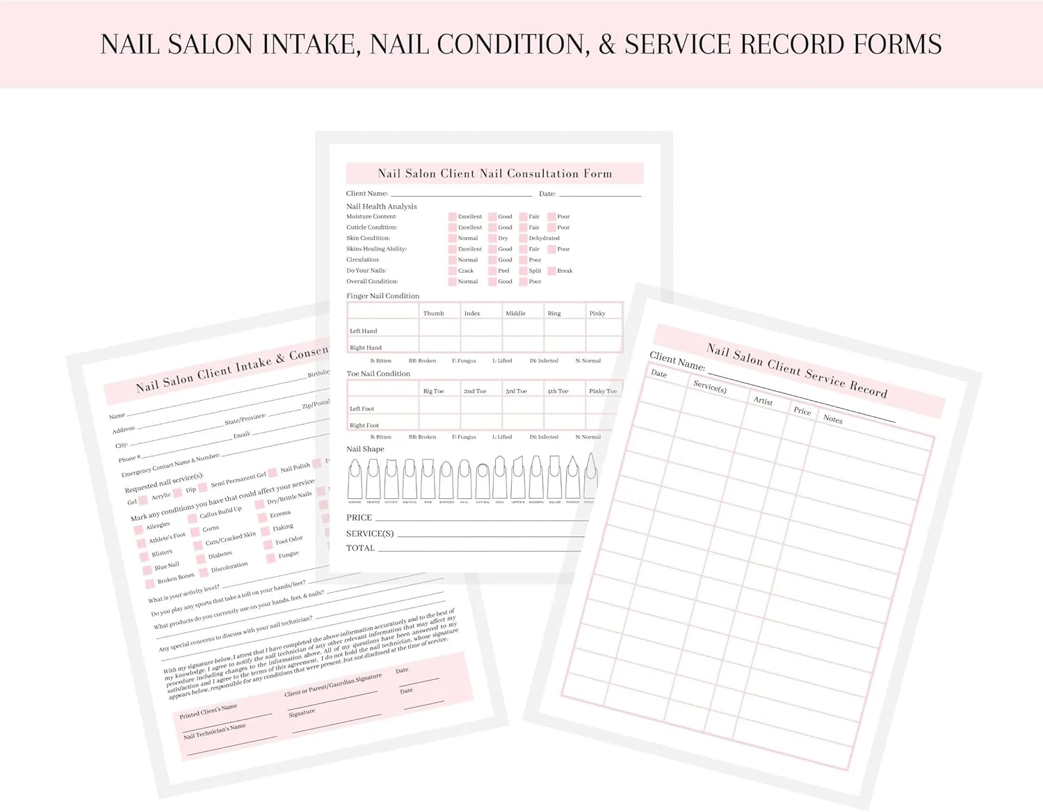 فرم پذیرش سالن ناخن Lashicorn، فرم وضعیت ناخن، فرم مراقبت های بعد | بسته 50 عددی | فرم سایز کاغذ 8.5x11 اینچ | لوازم سالن ناخن | 25 فرم پذیرش/وضعیت ناخن و 25 فرم ثبت خدمات مشتری فرم پذیرش سالن ناخن Lashicorn، فرم وضعیت ناخن، فرم مراقبت های بعد | بسته 50 عددی | فرم سایز کاغذ 8.5x11 اینچ | لوازم سالن ناخن | 25 فرم پذیرش/وضعیت ناخن و 25 فرم ثبت خدمات مشتری