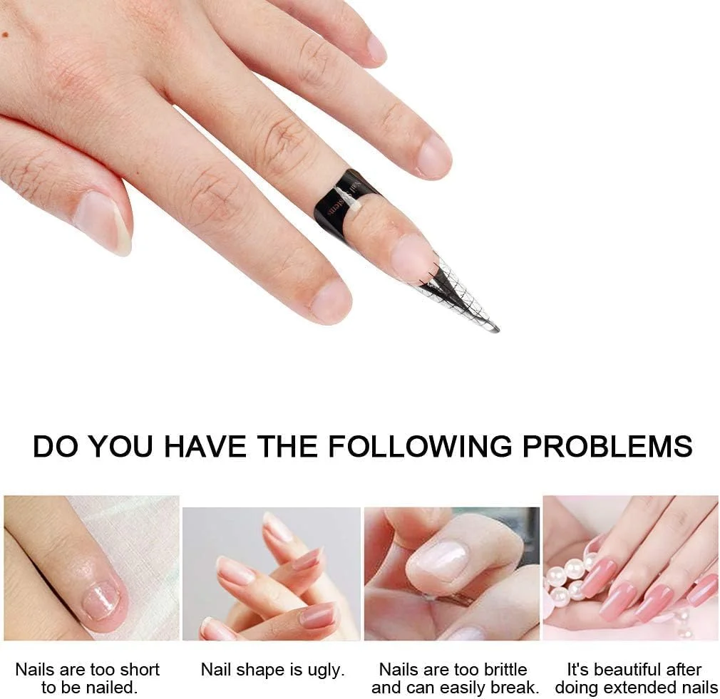 MAKINGTEC 100 عدد فرم ناخن اکریلیک، فرم های اکستنشن ناخن پروانه ای، استیکرهای راهنمای نوک ناخن خود چسب برای هنر ناخن ژل UV اکریلیک