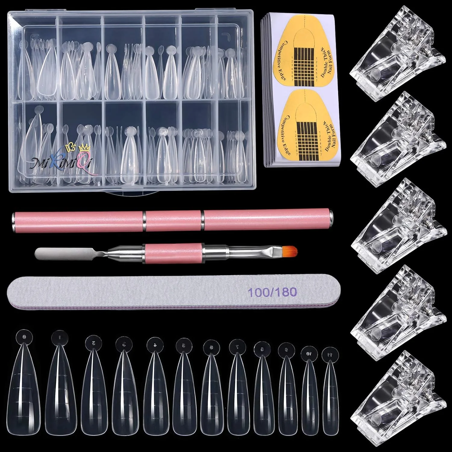 ست فرم های دوگانه ناخن MIKIMIQI شامل 120 عدد قالب ناخن ژلی استیلتو، 100 عدد ابزار فرم راهنمای اکستنشن ناخن، 5 عدد گیره نوک ناخن برای ساخت سریع پلی ژل، 1 عدد برس دو طرفه و سوهان ناخن ست فرم های دوگانه ناخن MIKIMIQI شامل 120 عدد قالب ناخن ژلی استیلتو، 100 عدد ابزار فرم راهنمای اکستنشن ناخن، 5 عدد گیره نوک ناخن برای ساخت سریع پلی ژل، 1 عدد برس دو طرفه و سوهان ناخن