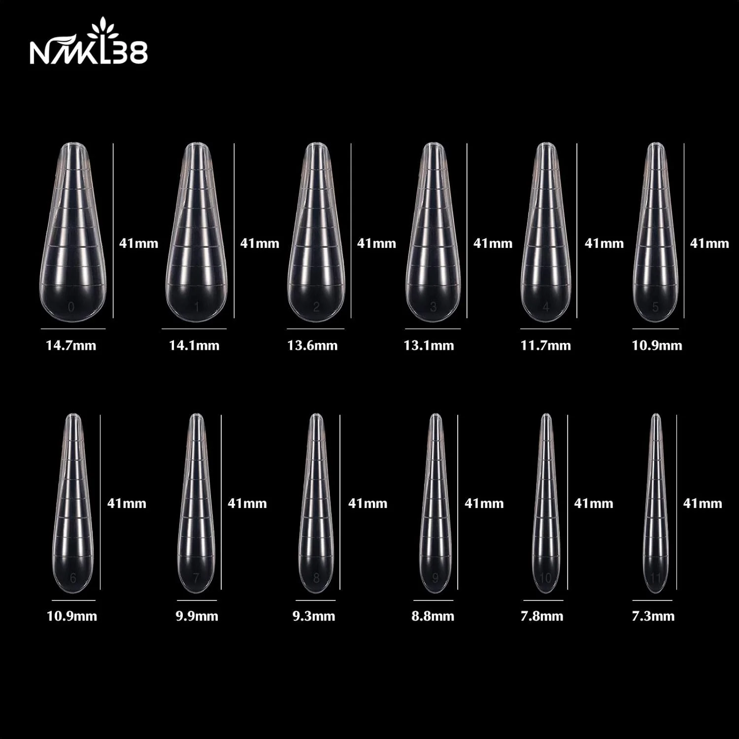 قالب ناخن NMKL38، ۱۲۰ عددی، فرم دوگانه، پوشش کامل، قالب اکستنشن قوسی شکل (قالب C)