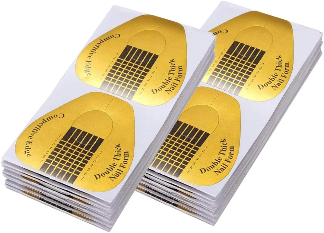 فرم های بلند کاشت ناخن ترامیلین 200 عددی برای ناخن های اکریلیک، فرم های ضخیم اکستنشن ناخن، فرم های کاغذی ناخن اکریلیک برای ناخن های ژلی، استیکرهای فرم دهنده ناخن با شماره های مشخص شده، طلایی، 200 عدد (بسته 1 عددی)