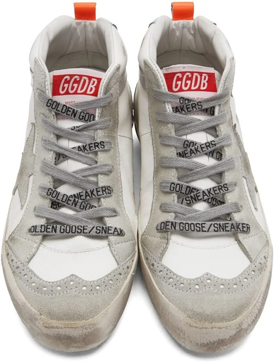 کفش ورزشی مردانه گلدن گوس، تنفس پذیر، مقاوم، چرم نرم، ساق بلند، کتانی سفید