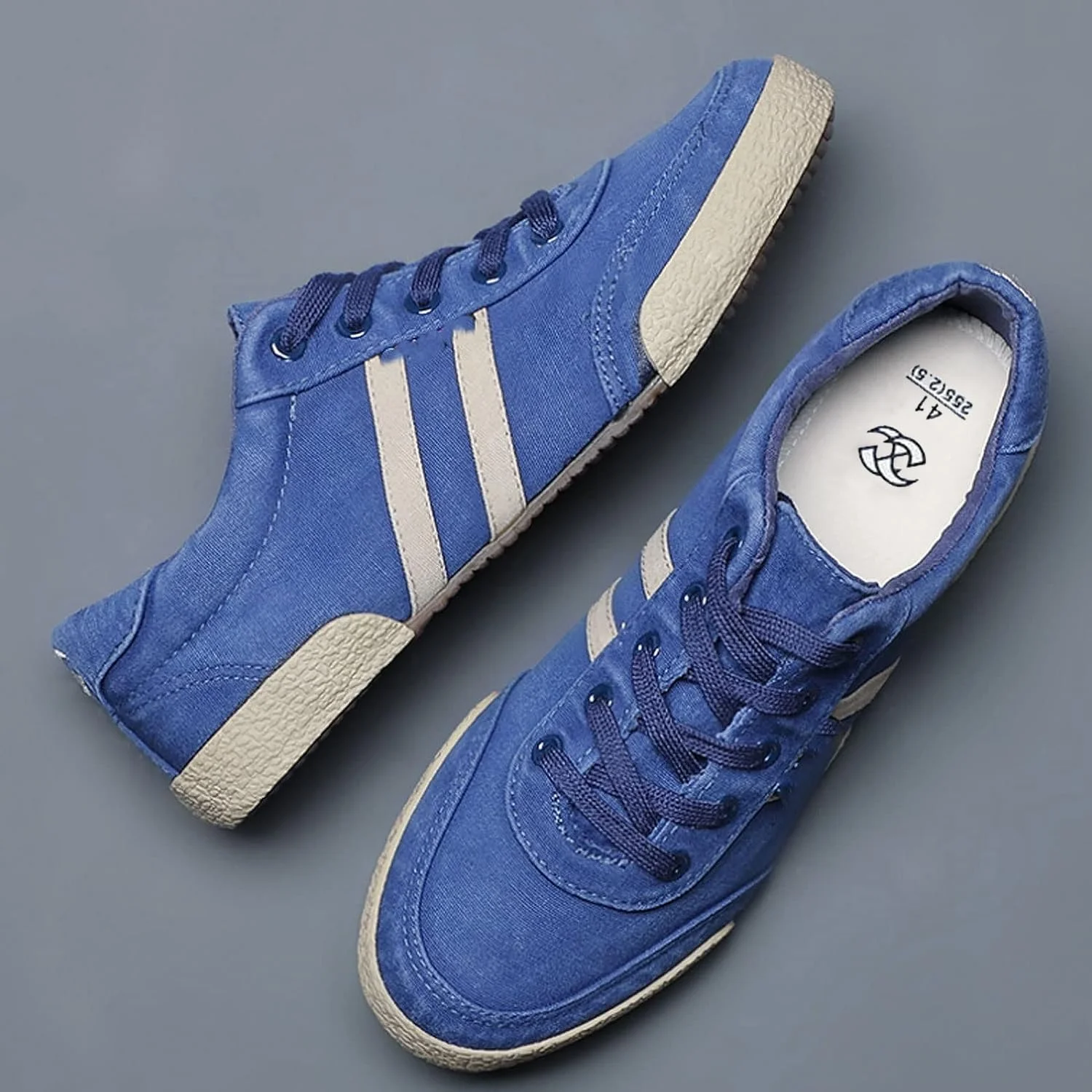 کفش‌های کتانی مردانه، کفش‌های ورزشی شیک، راحت، تنفس‌پذیر، تخت، مناسب پیاده‌روی، ساده، نرم، بنددار و سبک کلاسیک