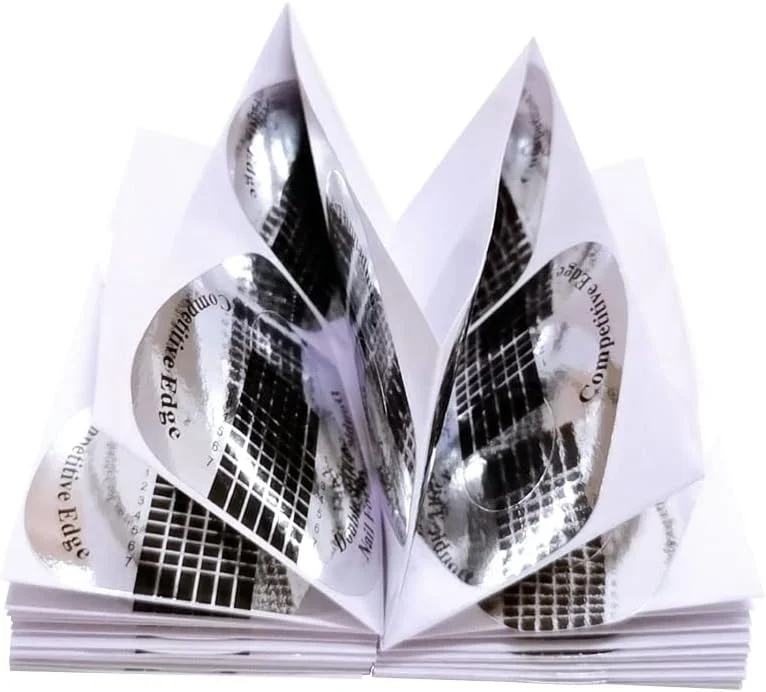 قالب ناخن VNC، 200 عدد قالب ناخن اکریلیک، نوک های نقره ای نعل اسبی برای اکستنشن ناخن، قالب ناخن برای ناخن های اکریلیک، استیکرهای راهنمای فرم اکستنشن ناخن اکریلیک/ژل UV