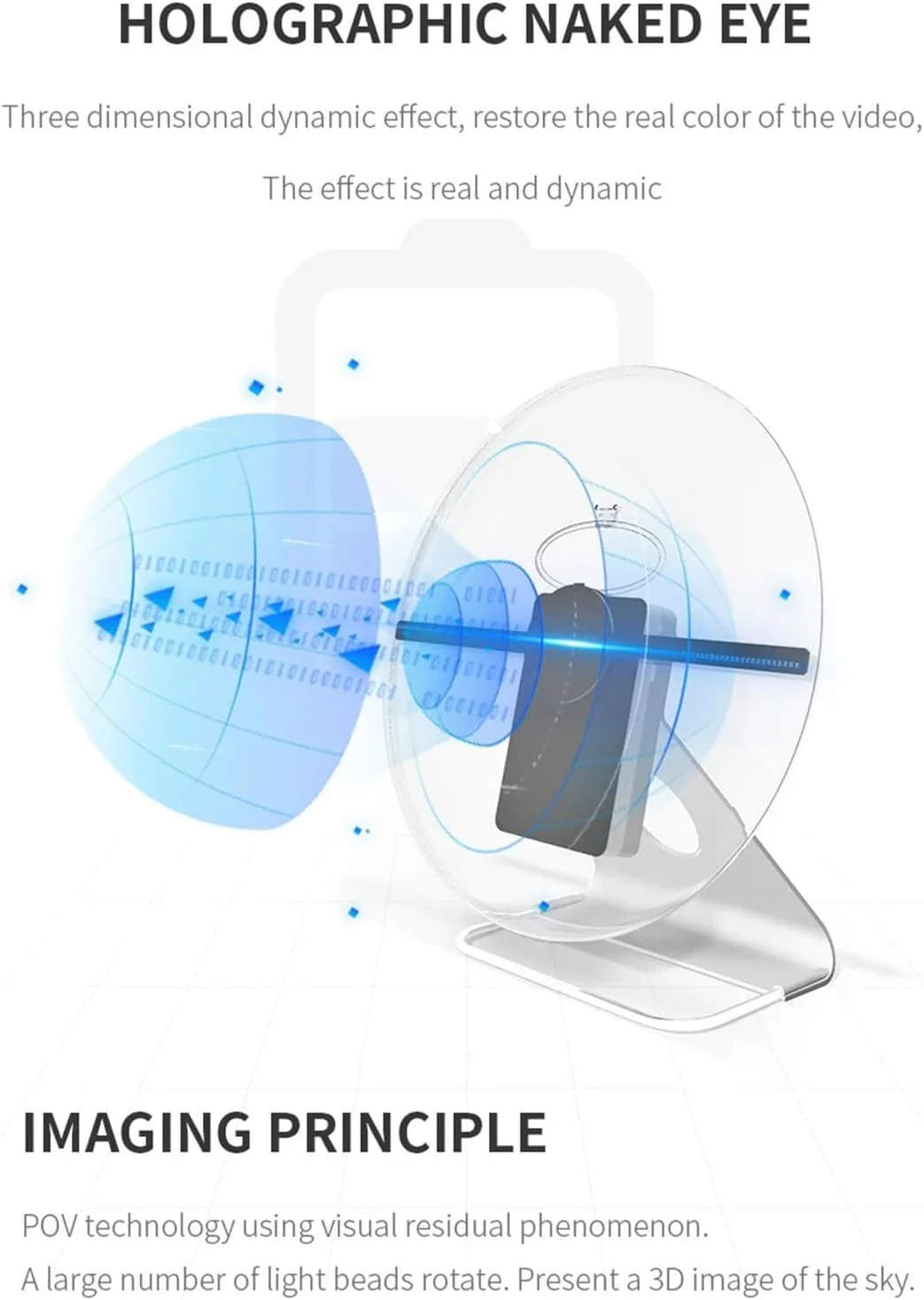 فن هولوگرام سه بعدی 30 سانتی متری ZXFGF-KFUYR، پروژکتور چشم غیر مسلح، صفحه نمایش فن تصویربرداری استریو معلق هوایی، دستگاه تبلیغاتی رومیزی چرخان زهکشی