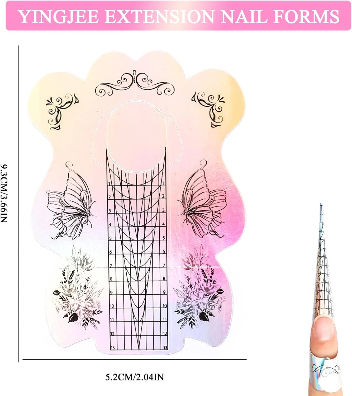 قالب ناخن اکریلیک YINGJEE، 100 عدد، قالب ناخن طرح پروانه، قالب سینی کاغذی مانیکور، فرم ناخن ژل UV برای اکستنشن ناخن اکریلیک…