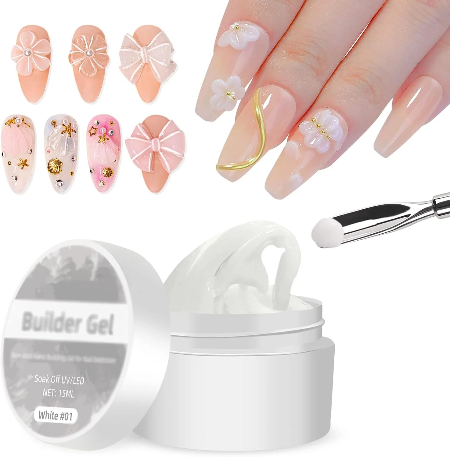 ژل فرم دهنده حرفه ای ناخن، ژل سازنده جامد برای اکستنشن پیشرفته ناخن، فرمول غیر چسبنده، سفید، ایده آل برای ایجاد طرح های سه بعدی هنر ناخن در سالن ها ژل فرم دهنده حرفه ای ناخن، ژل سازنده جامد برای اکستنشن پیشرفته ناخن، فرمول غیر چسبنده، سفید، ایده آل برای ایجاد طرح های سه بعدی هنر ناخن در سالن ها