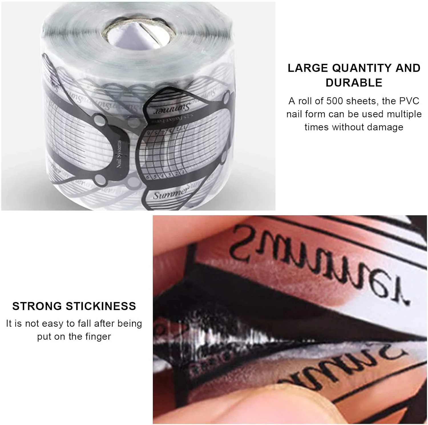 500 عدد/رول فرم ناخن برچسب اکستنشن ناخن خود چسب PVC لوازم جانبی طراحی ناخن، فرم ناخن برای اکریلیک UV ژل ناخن اکستنشن راهنمای برچسب فرم طراحی ناخن