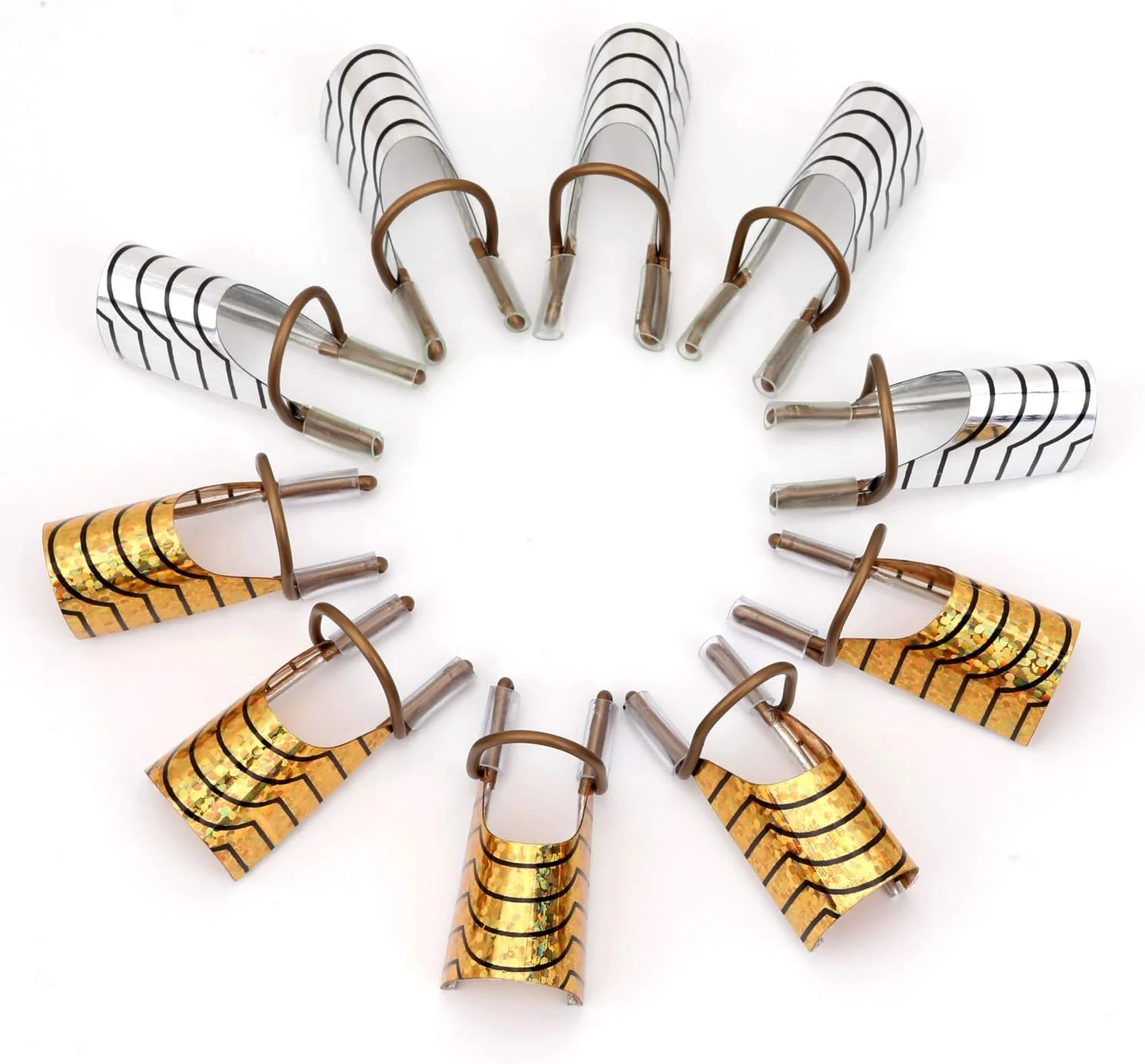 Mwoot بسته 10 عددی قالب فرم اکستنشن ناخن ژلی و اکریلیک قابل استفاده مجدد، ابزار راهنمای اکستنشن ناخن فرانسوی محافظ برای مانیکور