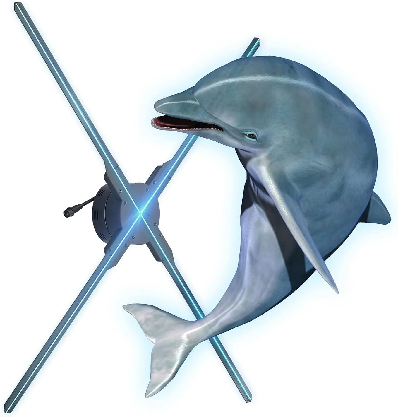 دستگاه پروژکتور هولوگرام XYHIPO، دستگاه تبلیغاتی هولوگرافی با اندازه بزرگ 43/52/56/100 سانتی‌متری، فن پروژکتور هولوگرافی سه بعدی برای تزئینات مهمانی، چرخش تخیل (43 سانتی‌متر 224LED)