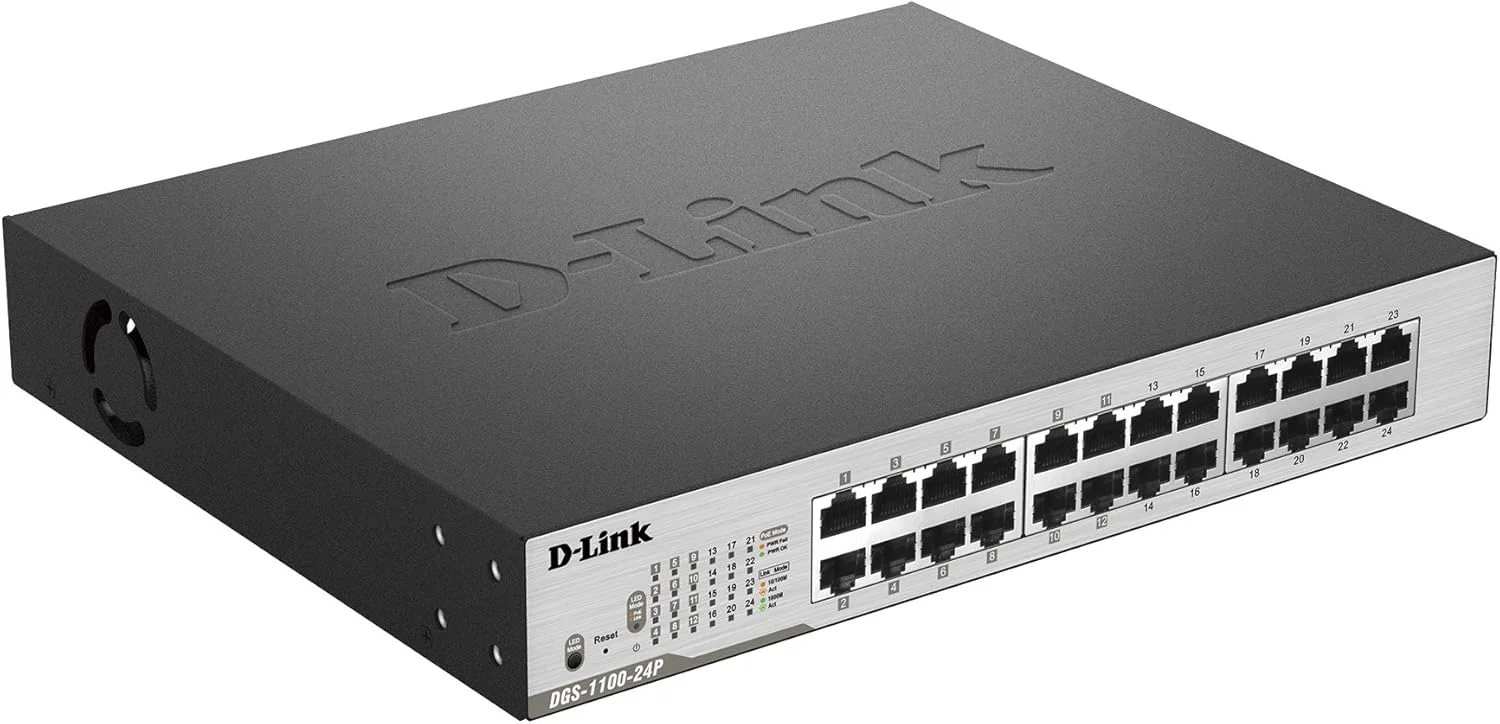 سوئیچ هوشمند گیگابیتی 24 پورت D-Link DGS-1100-24P (24 پورت 10/100/1000 مگابیت بر ثانیه، 12 پورت PoE) مشکی سوئیچ هوشمند گیگابیتی 24 پورت D-Link DGS-1100-24P (24 پورت 10/100/1000 مگابیت بر ثانیه، 12 پورت PoE) مشکی