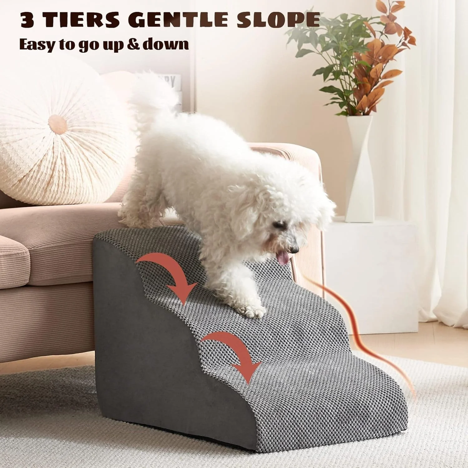 پله و رمپ سگ با فوم متراکم برای تخت و مبل، پله های سه لایه فوق العاده پهن حیوانات خانگی با روکش پارچه ای ضد آب و بادوام و ضد لغزش، پله های شیب دار سگ مناسب برای سگ ها و گربه های کوچک یا مفاصل حیوانات خانگی (خاکستری) پله و رمپ سگ با فوم متراکم برای تخت و مبل، پله های سه لایه فوق العاده پهن حیوانات خانگی با روکش پارچه ای ضد آب و بادوام و ضد لغزش، پله های شیب دار سگ مناسب برای سگ ها و گربه های کوچک یا مفاصل حیوانات خانگی (خاکستری)